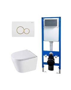 Сет: Инсталляция Point Элемент PN45124 + Клавиша Виктория бел/зол PN44061WG + Унитаз Венера PN41071