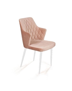 Стул с подлокотниками Hunt, бархат бежевый 5 / белый конус Top concept