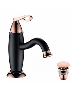 Смеситель Lemark Prime LM6106BRG для умывальника монолитный с донным клапаном, черный/розовое золото