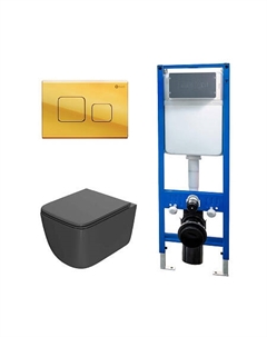 Сет: Инсталляция Point Элемент PN45124 + Клавиша Афина, золото, PN44041G + Унитаз Меркурий PN41831GM