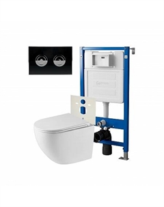 Сет: Инсталляция пневм Point Элемент П PN45121 + Клавиша уст в стену черн/хром+Унитаз Сатурн PN41901