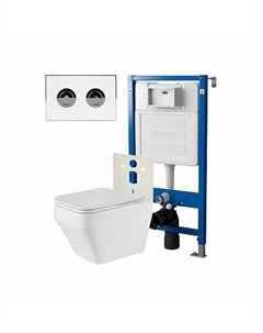 Сет: Инсталляция пневм Point Элемент П PN45121 + Клавиша уст в стену бел/хром+Унитаз Аврора PN41101