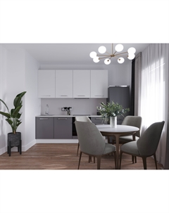 Кухня Стандарт White Gloss, прямая, 2200-2400 мм Rerooms