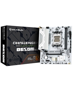 Материнская плата Challenger B650M WIFI ICE, AM5, AMD B650, 2xDDR5 DIMM, PCI-Ex16, 4SATA3, 5.1-ch, GLAN, 6 USB 3.2, HDMI, DP, mATX, Retail Maxsun