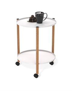 Журнальный столик круглый белый муар/светлый орех SHT-CT62 Sheffilton