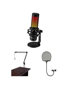 Комплект USB-конденсаторного микрофона HyperX QuadCast S с широковещательным кронштейном и поп-фильтром (RGB) Hyperx
