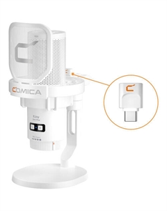 Comica Audio EJoy Uni Pro D RGB Кардиоидный Конденсаторный Беспроводной/USB-C Микрофон с Настольной Подставкой (белый) Comica audio