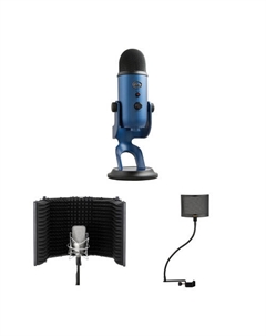 Синий комплект USB-микрофона Yeti с ветровым стеклом и отражающим фильтром (темно-синий) Blue