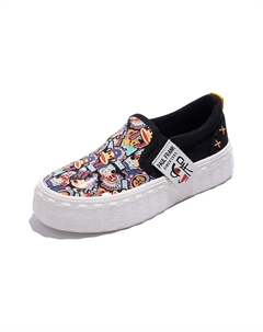 Кеды, скейтборд обувь женская низкая, бежевый/черный Paul frank