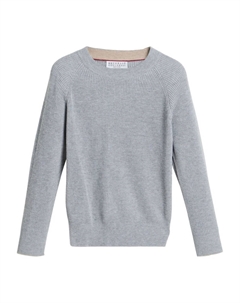 Kids джемпер из хлопчатобумажной пряжи в рубчик, серый Brunello cucinelli