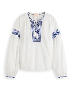 Блузка, цвет weiß/blau Scotch&soda