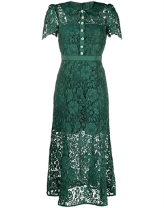 Кружевное платье миди, зеленый Self-portrait