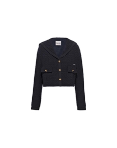 Укороченное пальто женское темно-синего цвета Miu miu