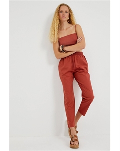 Льняные брюки с завязками на талии, коричневый Koton