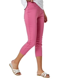 Укороченные джинсовые джеггинсы из эластичного денима, розовый Roman