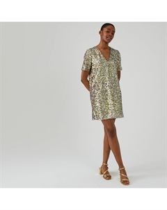 Платье короткое с блестками золотистый Laredoute