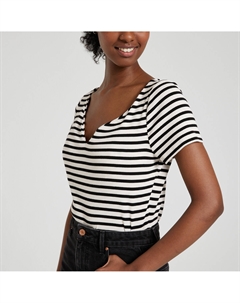 Футболка с V-образным вырезом черный Laredoute