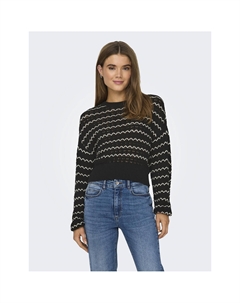 Пуловер короткий из ажурного трикотажа черный Laredoute