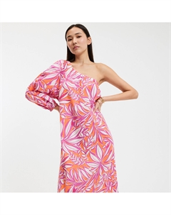 Асимметричное платье с длинным рукавом  оранжевый La redoute collections