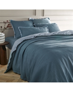 Пододеяльник из стираного льна с двойной бахромой Alhanasia синий Am.pm.