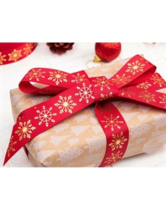 Лента репсовая новогодняя с тиснением Арт узор