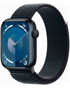 Смарт-часы Apple Watch Series 9, A2980, 45 мм, OLED, темная ночь, Sport Loop, 145-220 мм (MR9A3ZP/A)