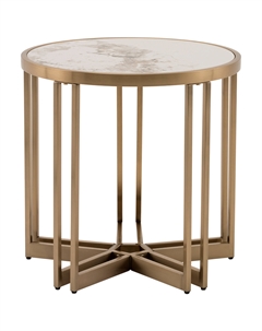 Журнальный столик Алиада 90х90 см светлая керамика сталь шампань Stool group