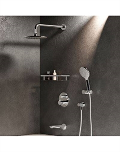 FT85A3RH10 Набор: смеситель для ванны и душа с термостатом, верхний душ с держателем, излив, душевой набор и шланговое присоединение Am.pm.