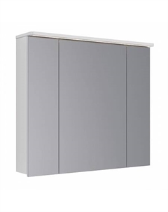 Шкаф зеркальный ZENON 90х80см 3-х дв, с козырьком-подсветкой, с розеткой, Белый глянец Lemark