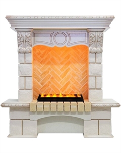 Каминокомплект Pierre Luxe угловой - Слоновая кость / Шампань (Высота 975мм) с очагом Cassette 400 LNH-INT PS (без дров) Dimplex