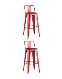 Стул барный TOLIX WOOD со спинкой красный глянцевый 2 шт Stool group