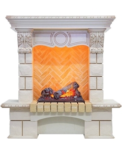 Каминокомплект Pierre Luxe угловой - Слоновая кость / Шампань (Высота 975мм) с очагом Cassette 400 NH Dimplex