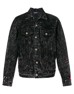 Amiri джинсовая куртка с контрастной полоской m acid wash black neon pink Amiri