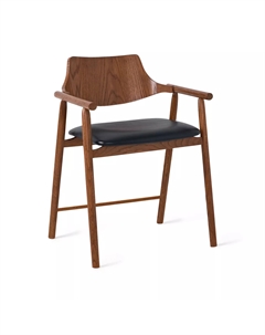 Стул с подлокотниками Viggo, дуб натуральный, кожа, черный Top concept