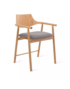 Стул с подлокотниками Viggo, дуб натуральный, ткань, серый Top concept
