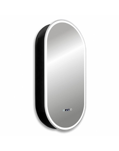 Зеркальный шкаф Kontur AG6339SWHB с подсветкой, сенсорный выключатель, диммер, часы, подогрев, черный Abber