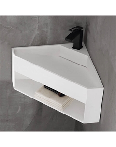 Тумба с раковиной Stein AS2653 подвесная, угловая, белая матовая Abber