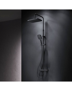 Душевая система Func F078F422 стойка с тропическим душем, термостатом, смесителем, черная Am.pm.