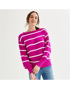 Женский уютный пуловер с вырезом «лодочка», цвет Berry Snow Stripe Sonoma goods for life