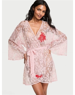 Короткий кружевной халат «Dare to dream», розовый Victoria's secret