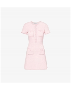 Трикотажное мини-платье с короткими рукавами, украшенное бисером, розовый Self-portrait