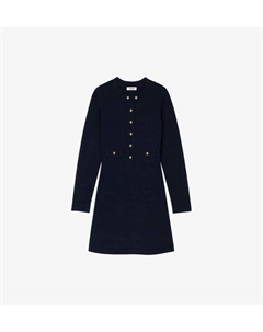 Трикотажное мини-платье с длинными рукавами и боковыми карманами, синий Sandro