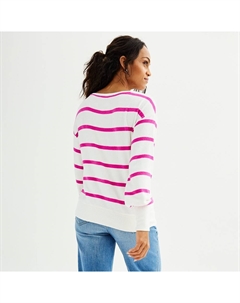 Женский уютный пуловер с вырезом «лодочка», цвет Minimal Black Stripe Sonoma goods for life