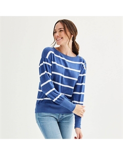 Женский уютный пуловер с вырезом «лодочка», цвет Denim Snow Stripe Sonoma goods for life