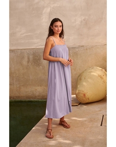 Плиссированное эластичное платье миди на бретелях, сиреневый Next