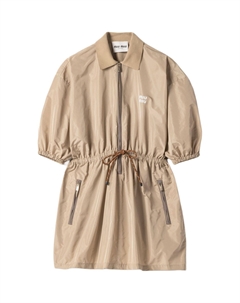 Платье с короткими рукавами женское серо-бежевое Miu miu