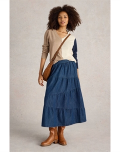 Многоуровневая юбка из денима Jenna, синий White stuff