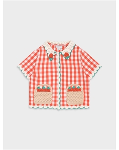 Блуза в клетку с вышивкой Stella mccartney