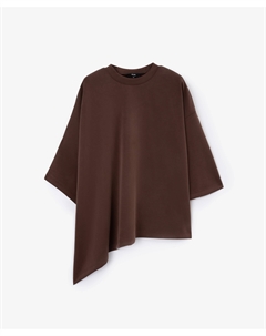 Футболка оверсайз с асимметричными рукавами коричневая Glvr