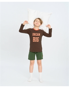 Пижама из лонгслива и шорт зеленая Button blue